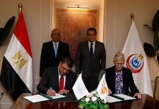The signing of the agreement between Organon and UNFPA took place in the presence of H.E. Khaled AbdelGhaffar.