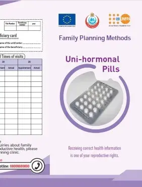 Family planning brochures featuring different contraception methods