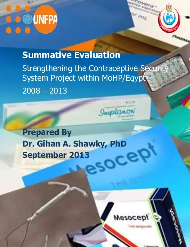 Summative Evaluation - Strengthening the Contraceptive Security System Project within MOHP Egypt, 2008-2013